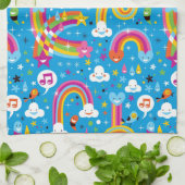 wolken regenbogen laten het heetsenpatroon vallen theedoek (Gevouwen)