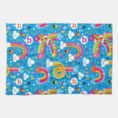 wolken regenbogen laten het heetsenpatroon vallen theedoek (Horizontaal)