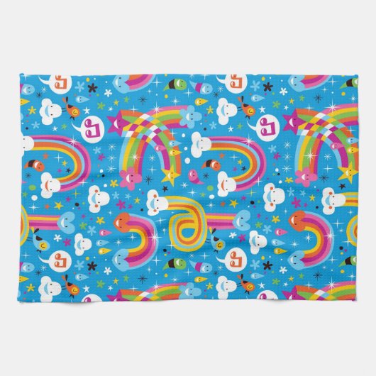 wolken regenbogen laten het heetsenpatroon vallen theedoek (Horizontaal)