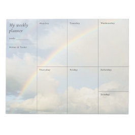 Wolken & regenboog moderne esthetische weekplanner notitieblok