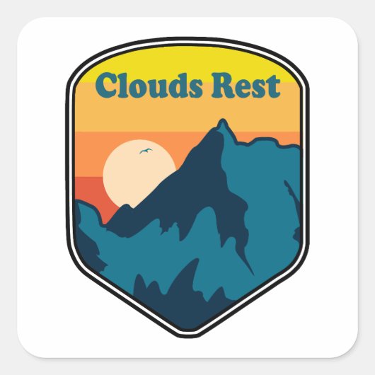 Wolken Rest Berg Yosemite Sunrise Vierkante Sticker (Voorkant)
