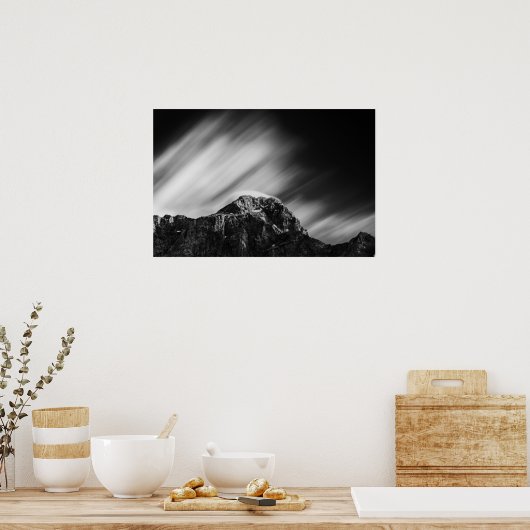 Wolken rollend boven berg Mangart Poster (Keuken)