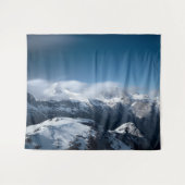 Wolken rollend boven besneeuwde bergen wandkleed (Voorkant (horizontaal))
