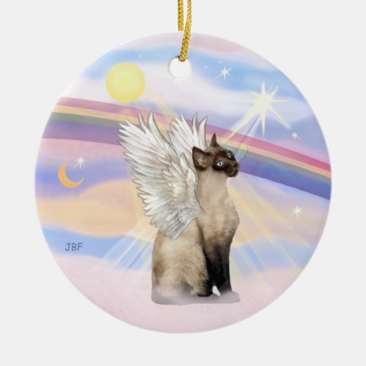 Wolken - Siamees Kat Engel Keramisch Ornament (Voorkant)