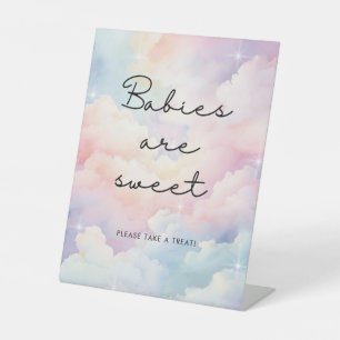 Wolken Sky Baby's zijn zoet Baby shower Reclamebord Met Voetstuk