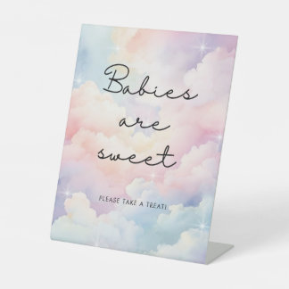 Wolken Sky Baby's zijn zoet Baby shower Reclamebord Met Voetstuk