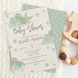 Wolken Sterren Maan Neutrale Paren Baby shower Boy Kaart