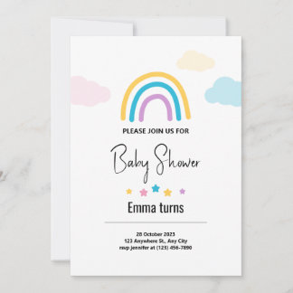 Wolken & sterren Rainbow Baby Boy Baby shower Invi Kaart