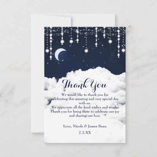 Wolken & Sterren Sparkle Celestial Thank You Card Bedankkaart (Voorkant)