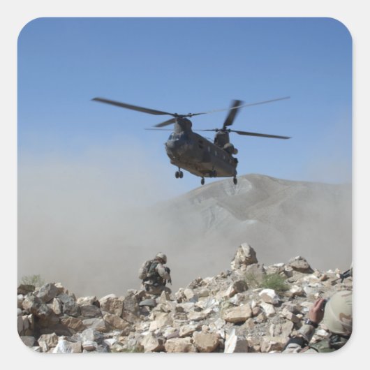 wolken stof die door de rotorwas worden opgestoken vierkante sticker (Voorkant)