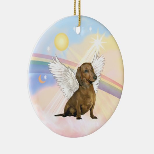 Wolken - Teckel Angel (bruin) Keramisch Ornament (Rechts)