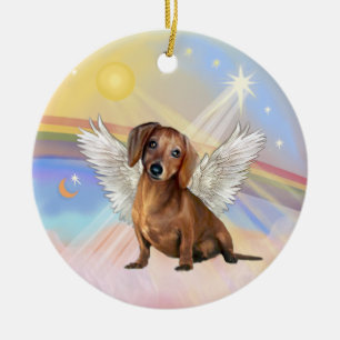 Wolken - Teckel Angel (bruin/rood) Keramisch Ornament
