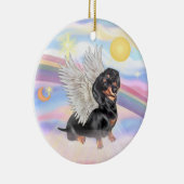 Wolken - Teckel Angel (zwart/bruin) Keramisch Ornament (Rechts)