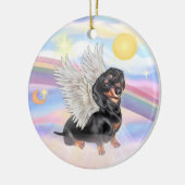 Wolken - Teckel Angel (zwart/bruin) Keramisch Ornament (Links)