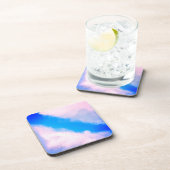 Wolken uit elkaar - Blauw met roze wolken Bier Onderzetter (Rechterzijde)