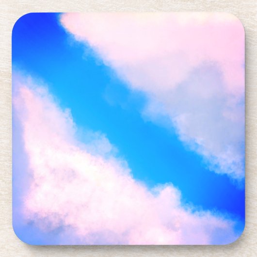 Wolken uit elkaar - Blauw met roze wolken Bier Onderzetter (Voorkant)
