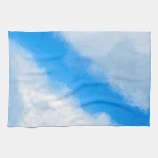 Wolken uit elkaar - Blauwe keukenhanddoek (Horizontaal)