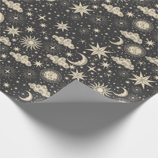 Wolken van Star Moon Planets Cadeaupapier (Hoek)