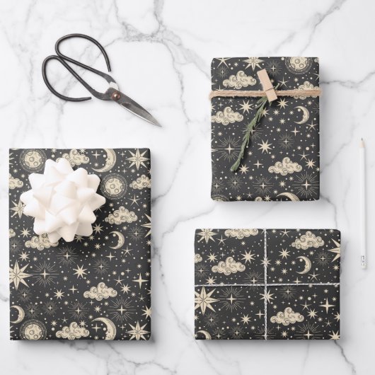 Wolken van Star Moon Planets Inpakpapier Vel (Voorkant)