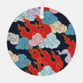 Wolken, vlammen: zwart  patroon. glas ornament (Achterkant)