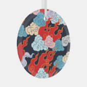 Wolken, vlammen: zwart  patroon. glas ornament (Voorkant Rechts)