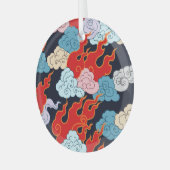 Wolken, vlammen: zwart  patroon. glas ornament (Voorkant links)