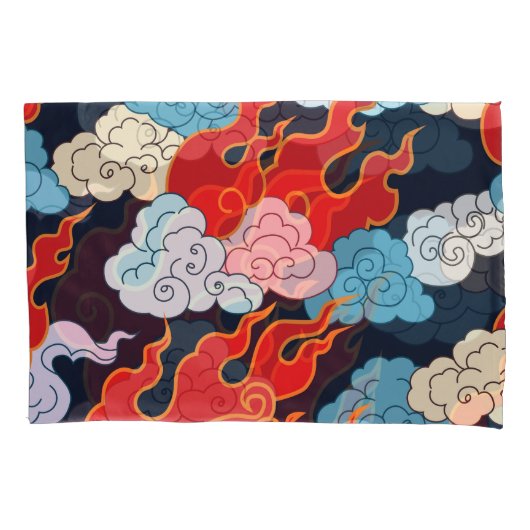 Wolken, vlammen: zwart  patroon. kussensloop (Voorkant)