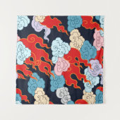 Wolken, vlammen: zwart patroon. wandkleed (Voorkant (horizontaal))