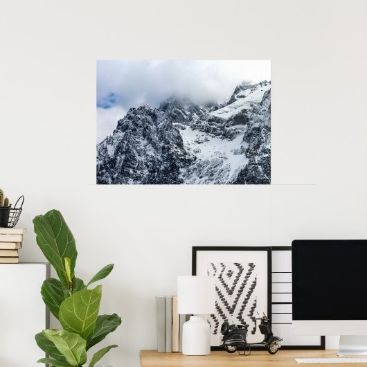 Wolken voor bergen poster (Thuiskantoor)