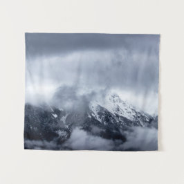 Wolken voor de bergen Storžič, Slovenië Wandkleed