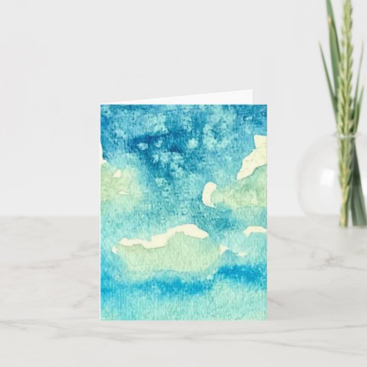 Wolken Watercolor Kunst Gevouwen Notitiekaartje (Voorkant)