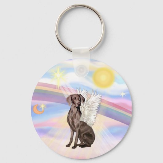 Wolken - Weimaraner Angel Sleutelhanger (Voorkant)