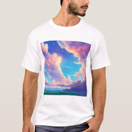 Wolken wit blauw roze kleuren t-shirt