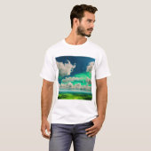 Wolken wit met groene kleur geweldig uitzicht t-shirt (Voorkant volledig)