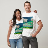 Wolken wit met groene kleur geweldig uitzicht t-shirt (Unisex)