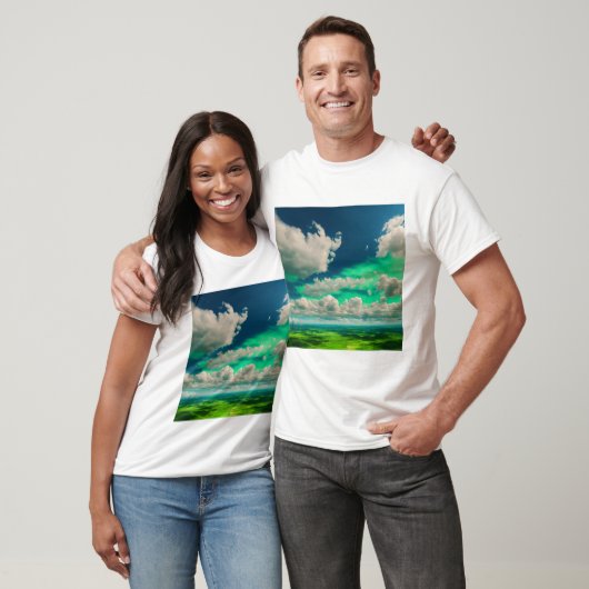 Wolken wit met groene kleur geweldig uitzicht t-shirt (Unisex)