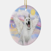 Wolken - Witte Duitse Herder Keramisch Ornament (Rechts)