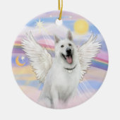 Wolken - Witte Duitse Herder Keramisch Ornament (Voorkant)