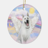 Wolken - Witte Duitse Herder Keramisch Ornament (Links)