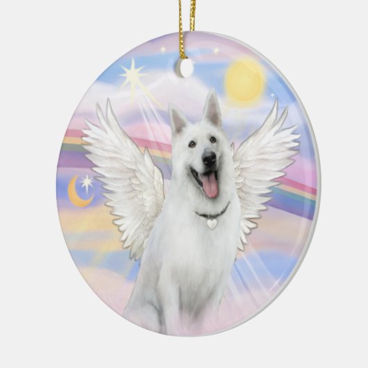 Wolken - Witte Duitse Herder Keramisch Ornament (Links)