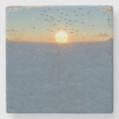 Wolken zon stenen onderzetter (Voorkant)