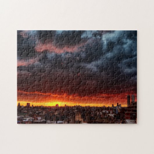 Wolken, zonnebank en rood legpuzzel (Horizontaal)