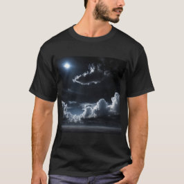 Wolken zwart met maan t-shirt
