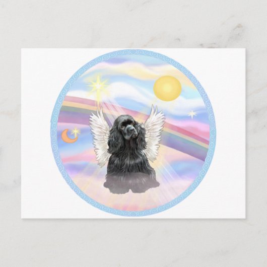 Wolken - Zwarte Cocker Spaniel Briefkaart (Voorkant)