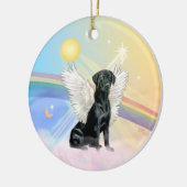 Wolken - Zwarte Labrador Engel Keramisch Ornament (Links)