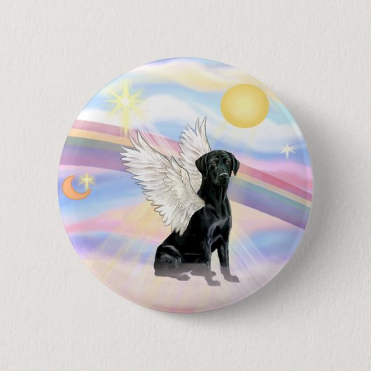 Wolken - Zwarte Labrador Retriever Engel Ronde Button 5,7 Cm (Voorkant)