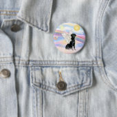 Wolken - Zwarte Labrador Retriever Engel Ronde Button 5,7 Cm (In situ)