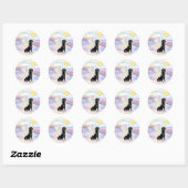 Wolken - Zwarte Labrador Retriever Engel Ronde Sticker (Vel)