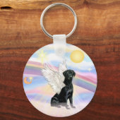 Wolken - Zwarte Labrador Retriever Engel Sleutelhanger (Voorkant)