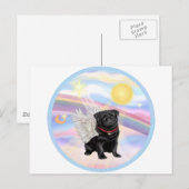 Wolken - Zwarte Pug Engel Briefkaart (Voorkant / Achterkant)